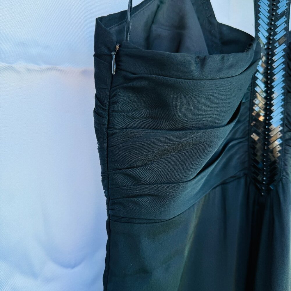 Antonio Melani Black Silk Beaded Halter Maxi Dress93%Silk Formal Gown,Size 4,NEW - Picture 5 of 16